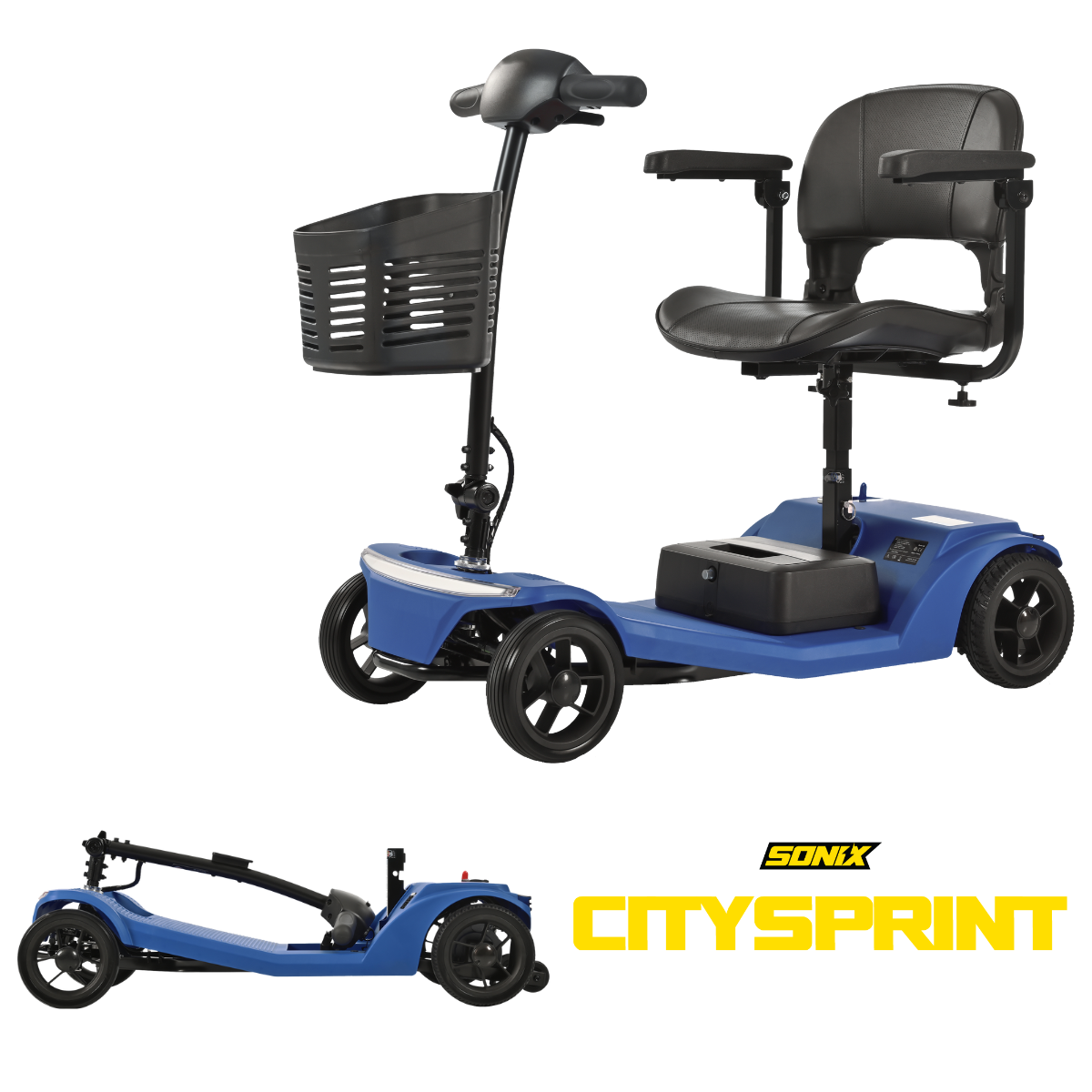 Rubicon FX02 - 4-Wheel, Lightweight (18kg) All-Terrain & Foldable Mobility Scooter with Basket for Seniors & Disabled Adults | Heavy-Duty, Airline Approved, 12-Mile Range