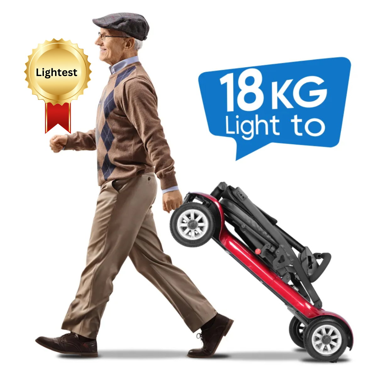 Rubicon FX02 - 4-Wheel, Lightweight (18kg) All-Terrain & Foldable Mobility Scooter with Basket for Seniors & Disabled Adults | Heavy-Duty, Airline Approved, 12-Mile Range