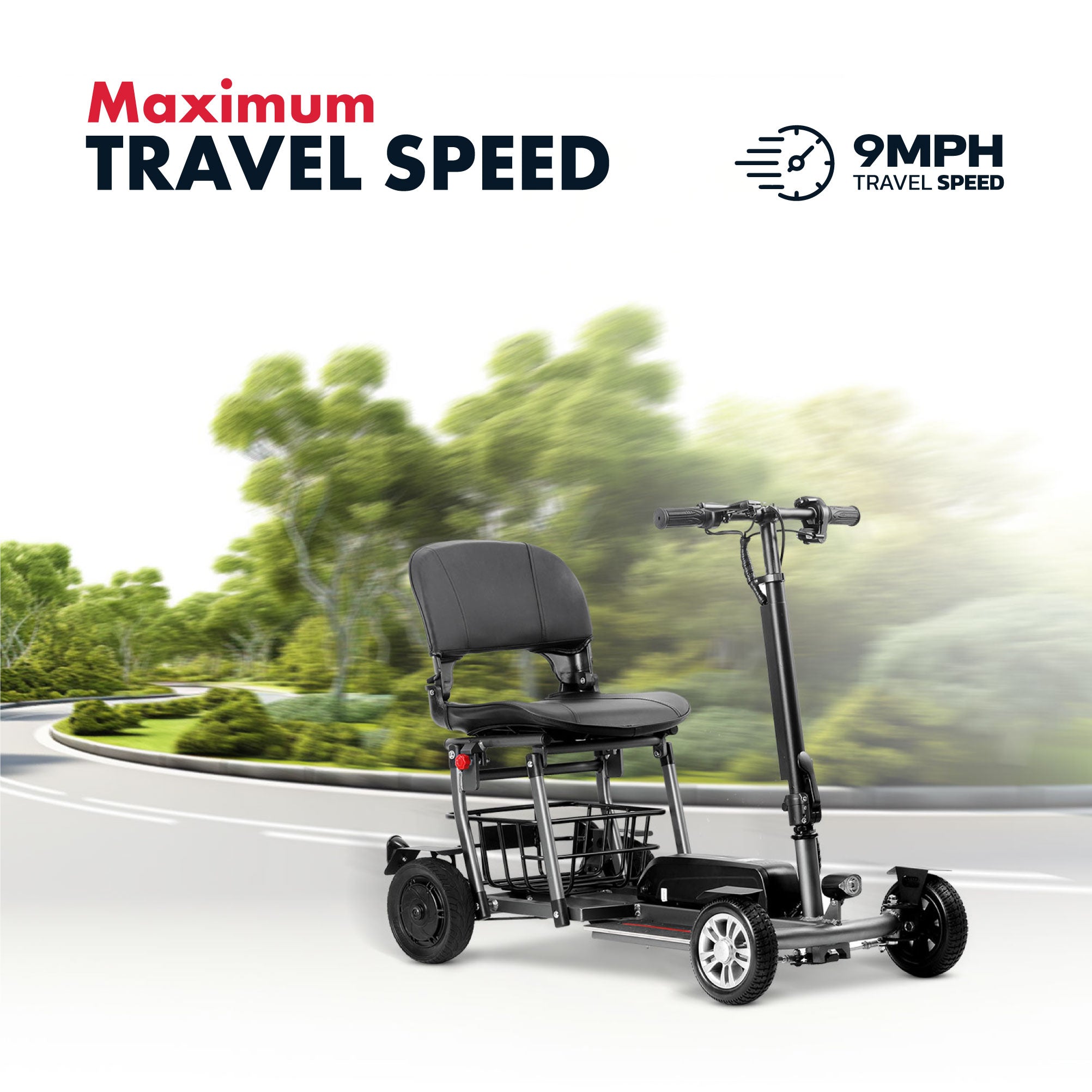 Rubicon FX04 - Compact, Portable, Lightweight Foldable Mobility Scooter for Seniors & Disabled Adults | 4-Wheel, Detachable Lithium Battery